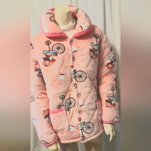 Baby pink quilted Fleece Anime loungewear jacket‎ XXL Runs Small